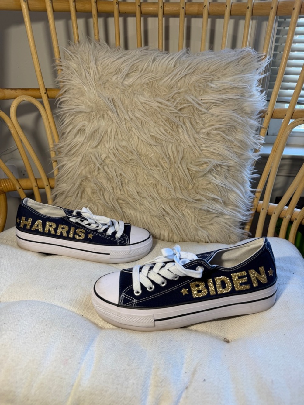 Converse All Star Chuck Taylor Low Top Women 9.5 Biden/Harris Customs